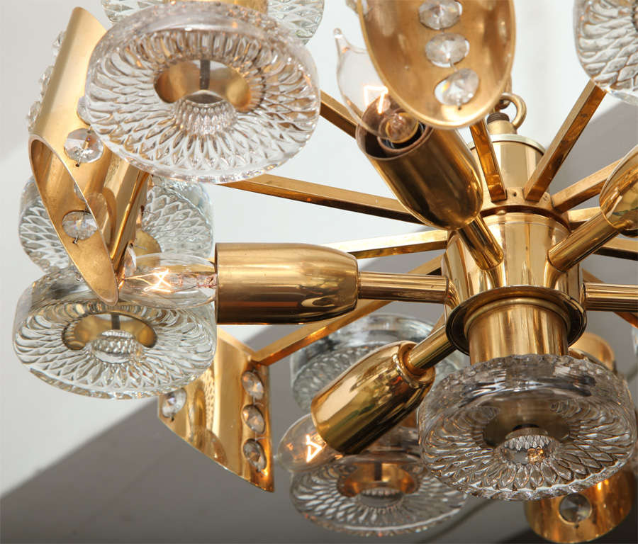 Crystal A 1960's Modernist Ceiling Fixture by Sciolari