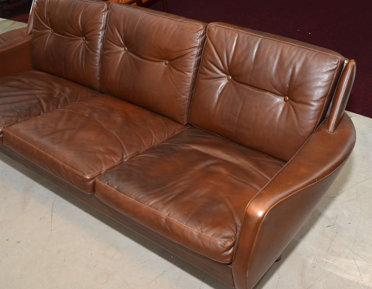 1970's Danish Leather Sofa For Sale 2