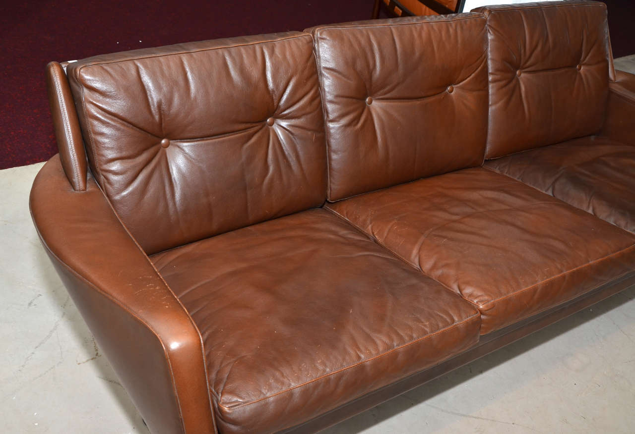 1970's Danish Leather Sofa For Sale 3