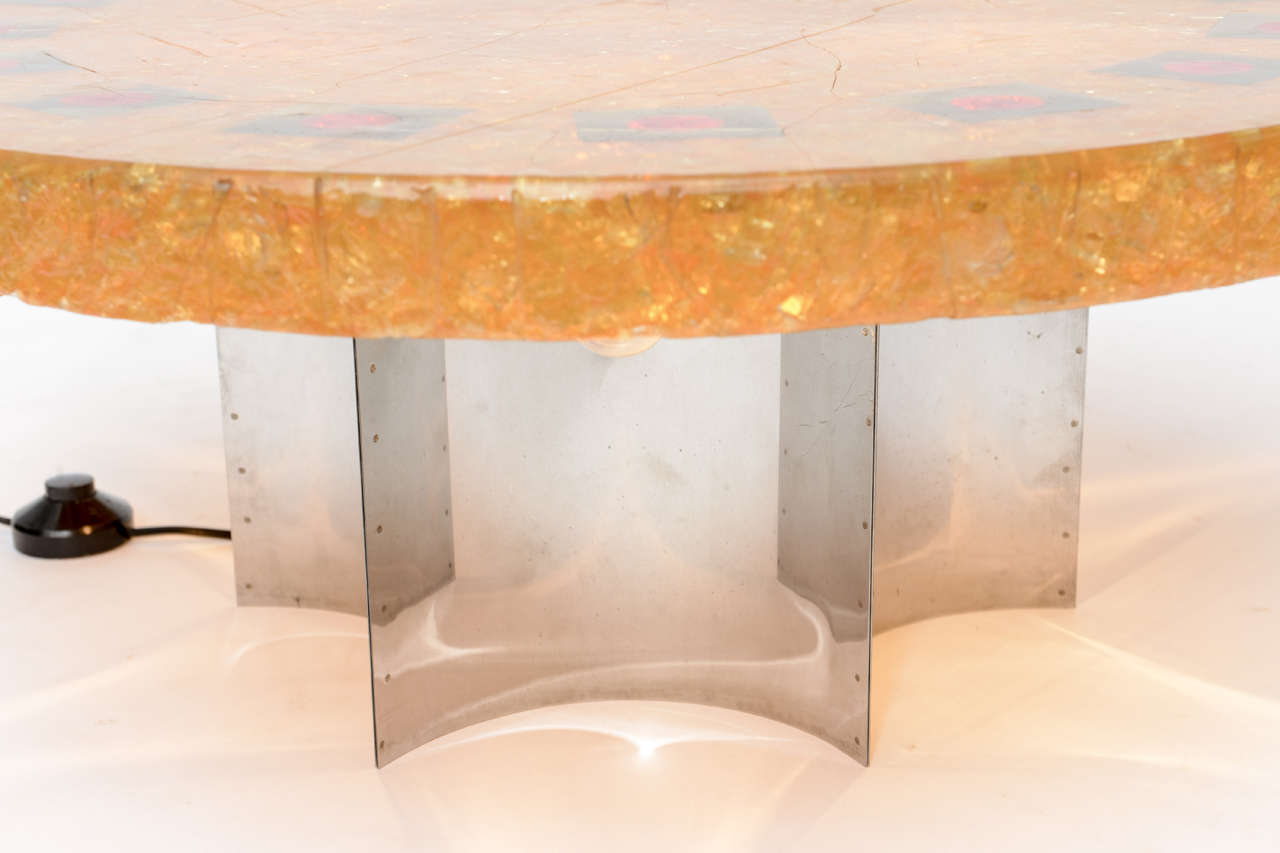 French Accolay Fractured Resin Coffee Table For Sale