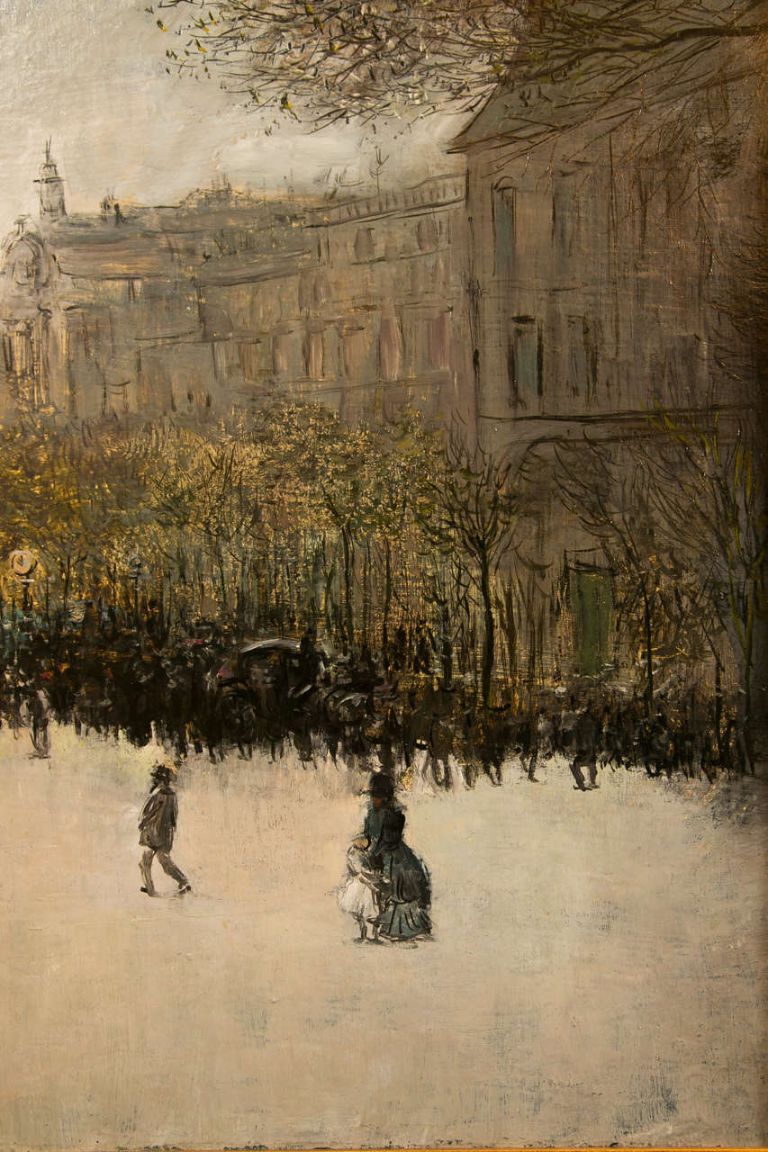 Canvas Street Scene by Gaston Veuvenot Leroux For Sale