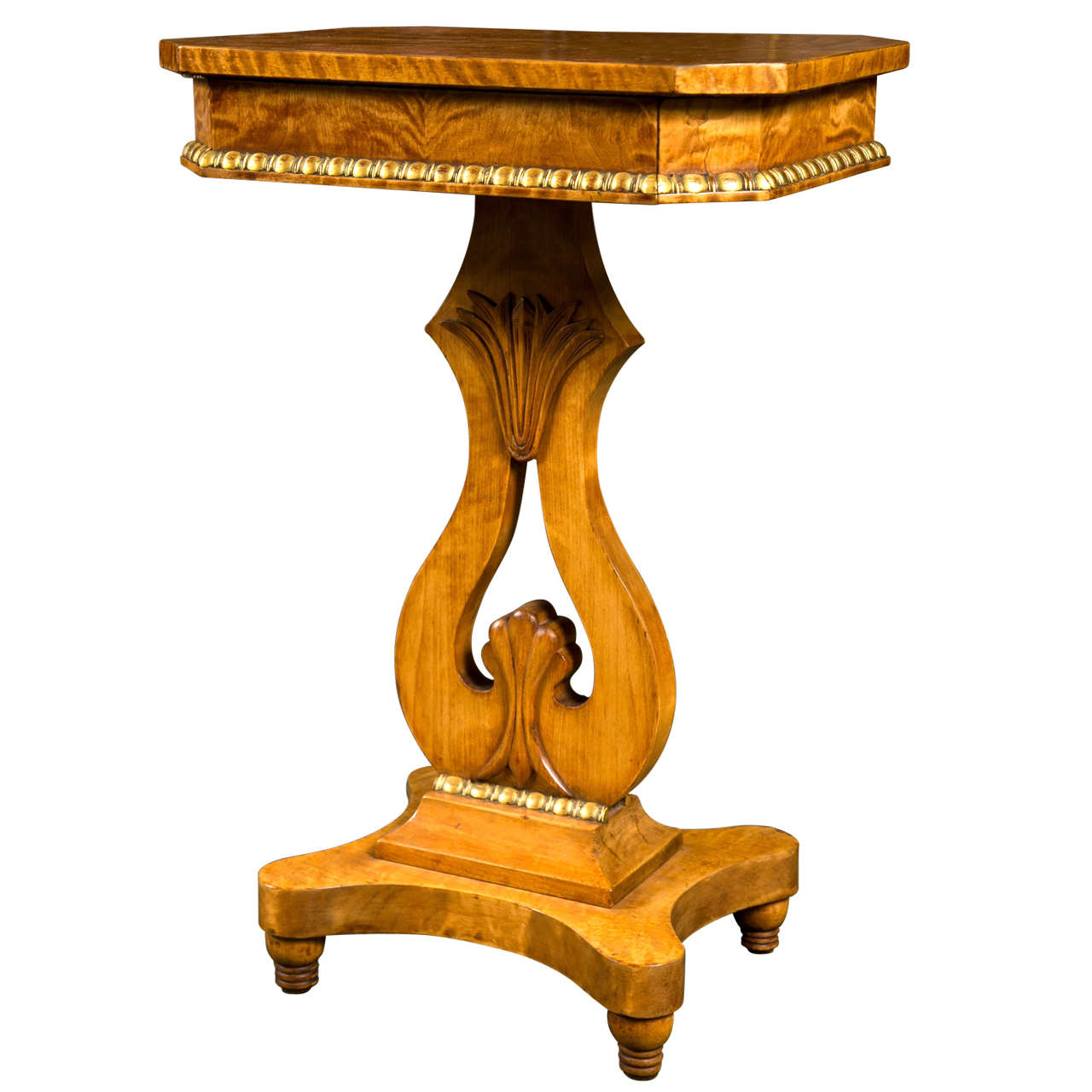 Lyre Form Side Table For Sale