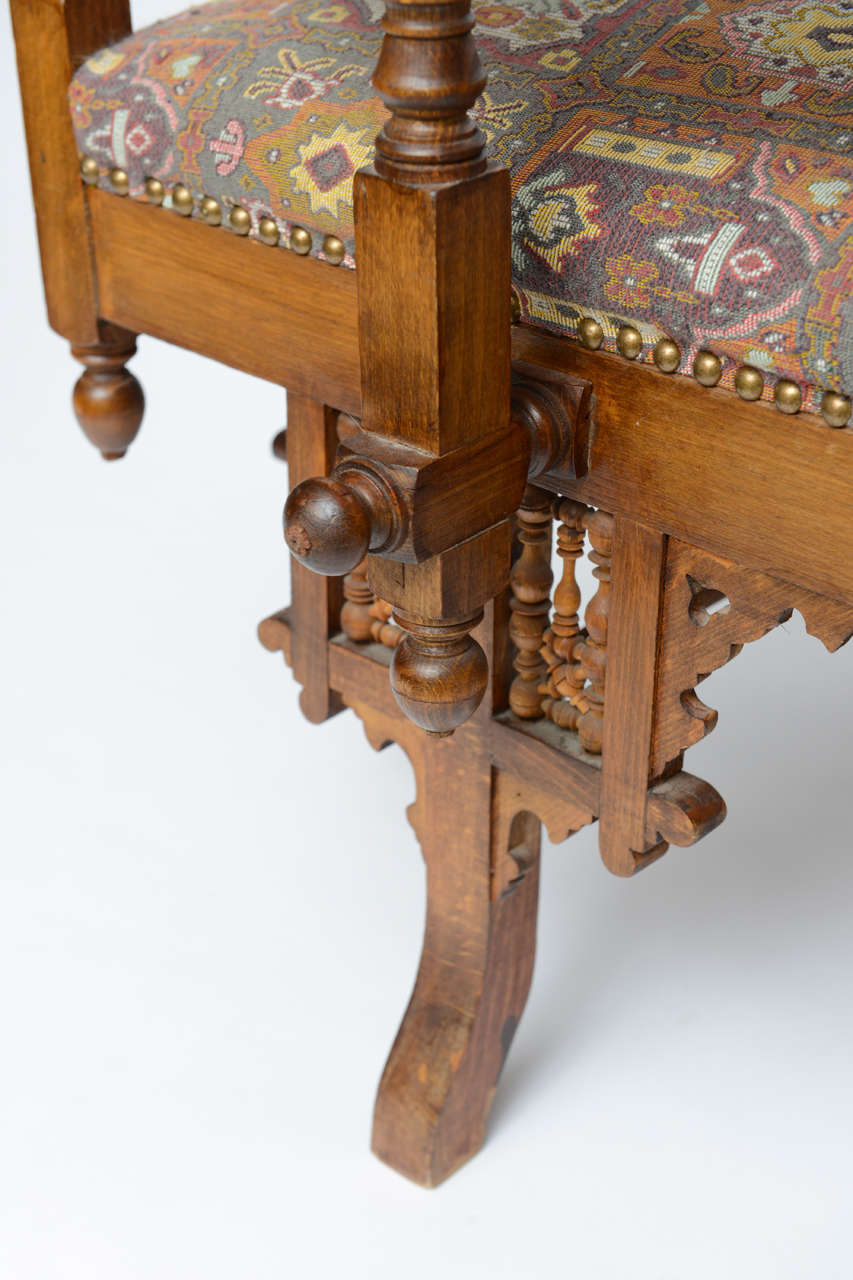 Pr Moroccan Arm, Corner Chairs/ Settee w/ Bone & Ivory Inlays, 19th Century 5