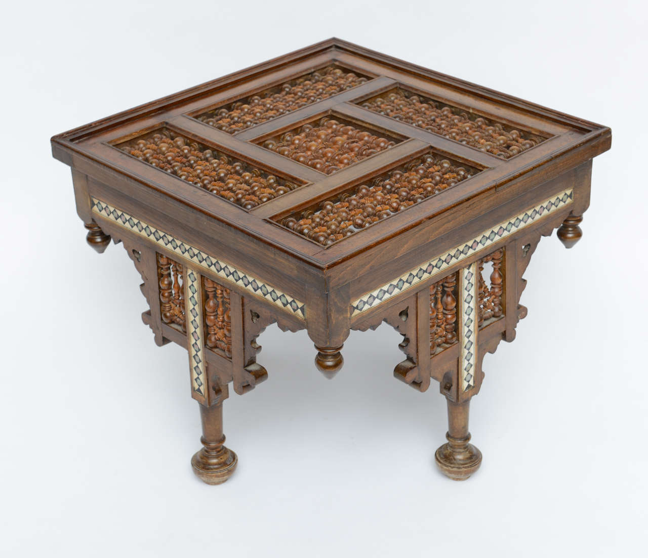 Wood Moroccan Table Inlaid with Bone & Ivory, 19th Century