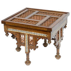 Antique Moroccan Table Inlaid with Bone & Ivory, 19th Century