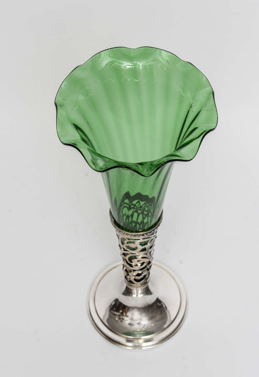 Glass Sterling Silver Trumpet Vase, s. 