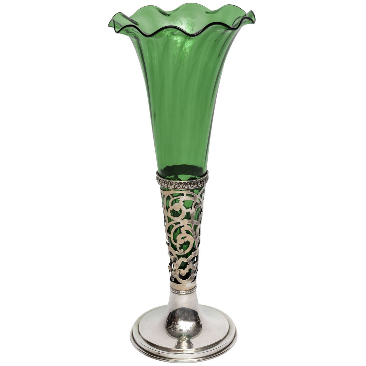 Sterling Silver Trumpet Vase, s. "F.Bucher & Sons", Late 19th Century For Sale