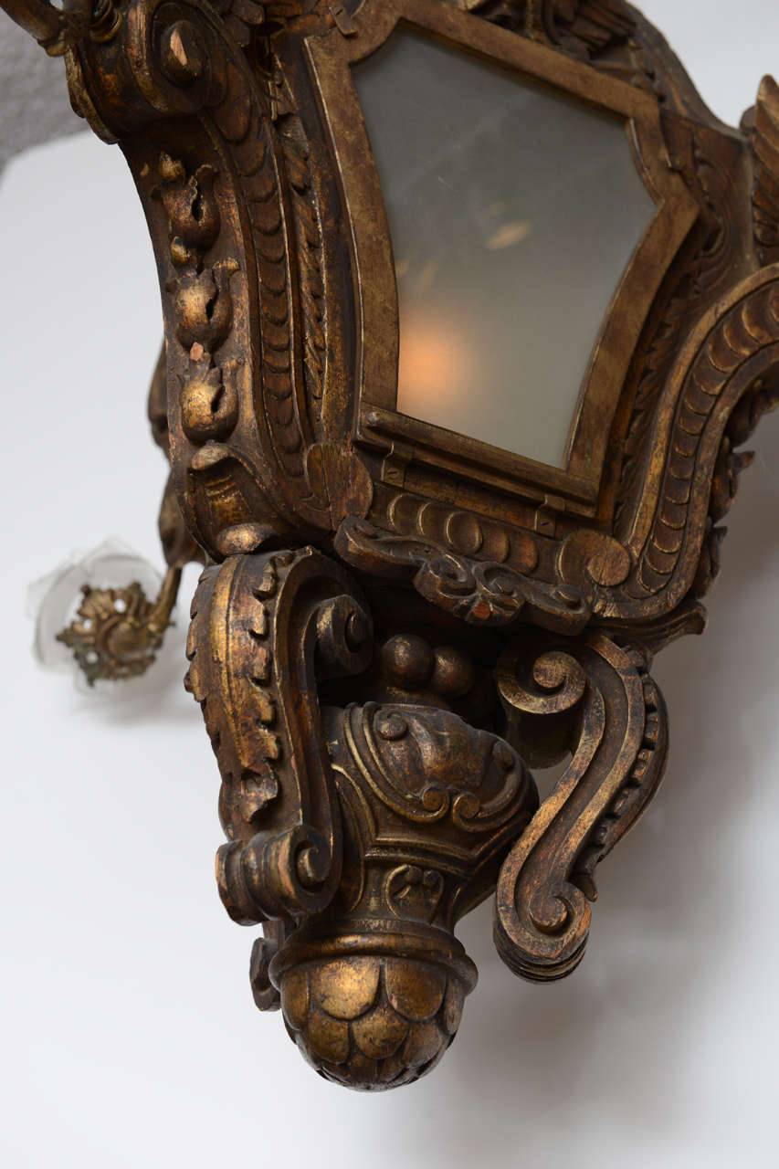 Venetian Lantern, Hand-Carved and Gilded, 19th Century In Good Condition For Sale In West Palm Beach, FL