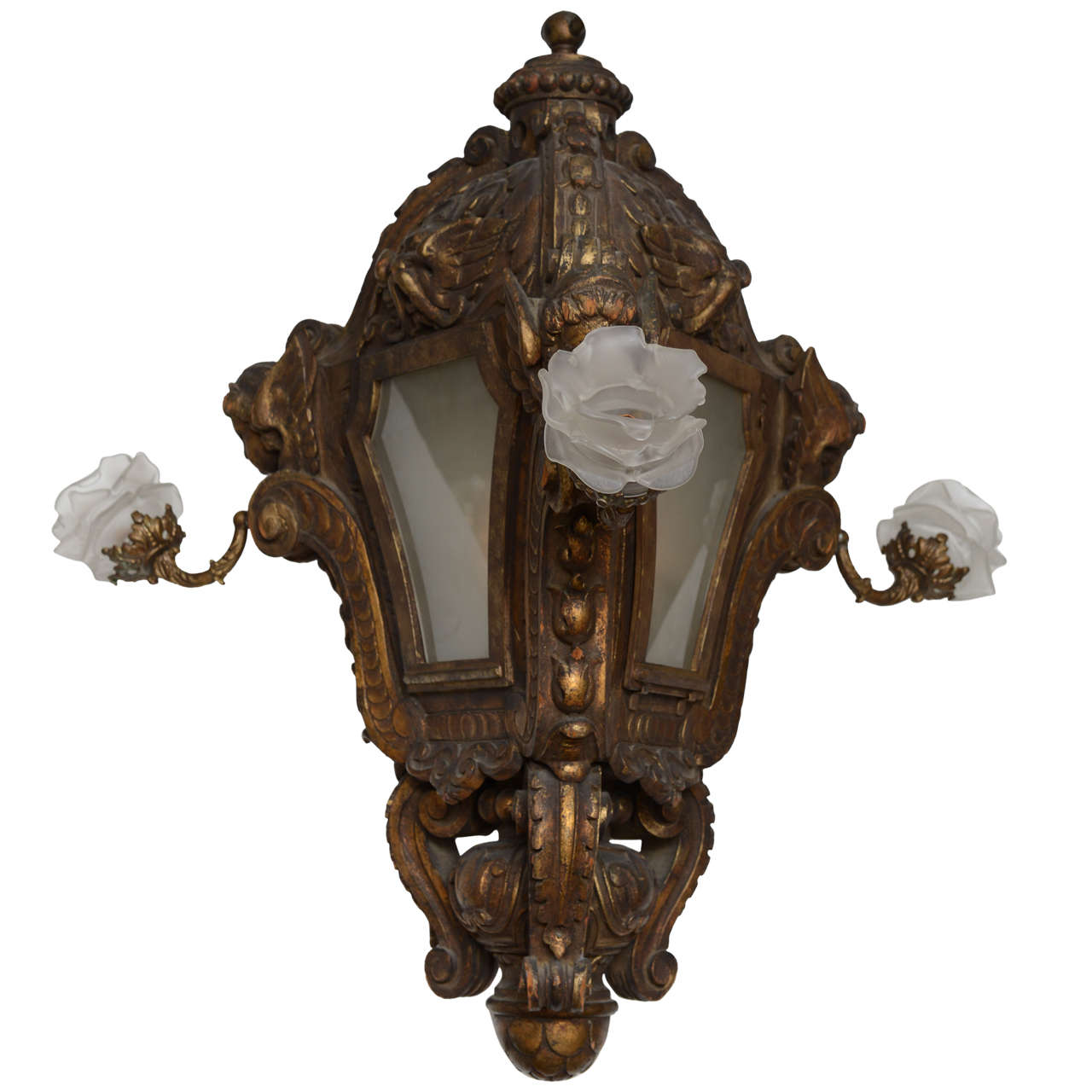 Venetian Lantern, Hand-Carved and Gilded, 19th Century For Sale
