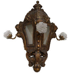 Antique Venetian Lantern, Hand-Carved and Gilded, 19th Century