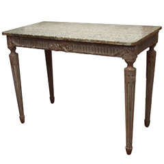 French Louis XVI Painted with Marble Top  Console Table