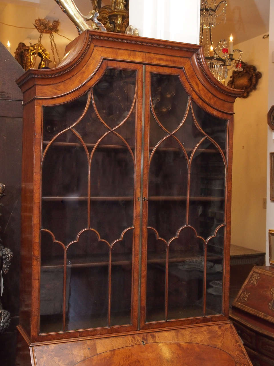 English Regency Inlaid Bookcase Secretary In Excellent Condition In Natchez, MS