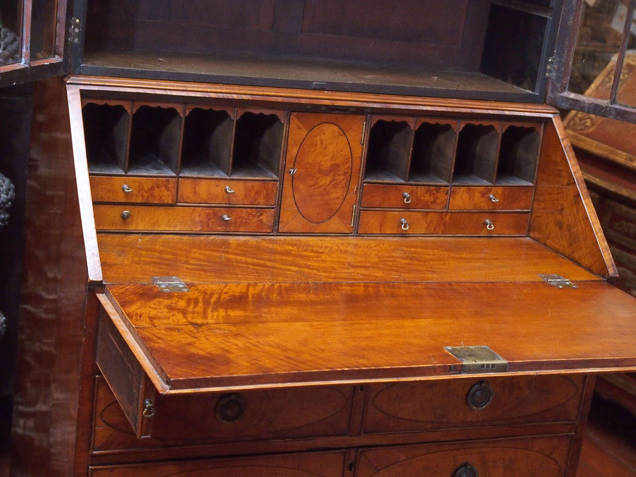 English Regency Inlaid Bookcase Secretary 1