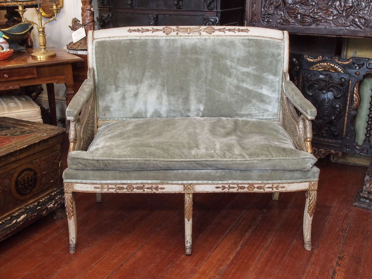 French Napoleonic 1st Empire Settee with Swan Motif