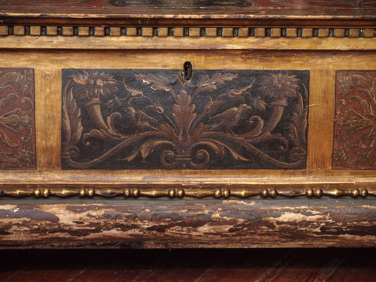 Wood 18th c. Italian Painted Cassonne