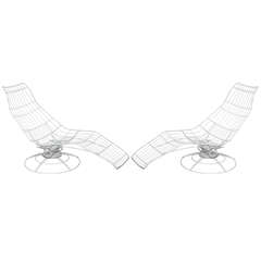 Pair of 60's Wire Reclining Chaises