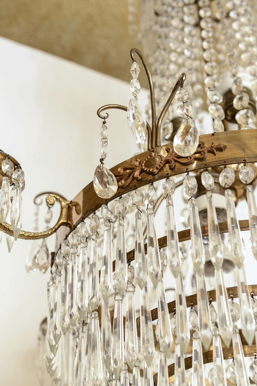 Gustavian Antique Swedish Crystal Chandelier  Mid 19th Century For Sale