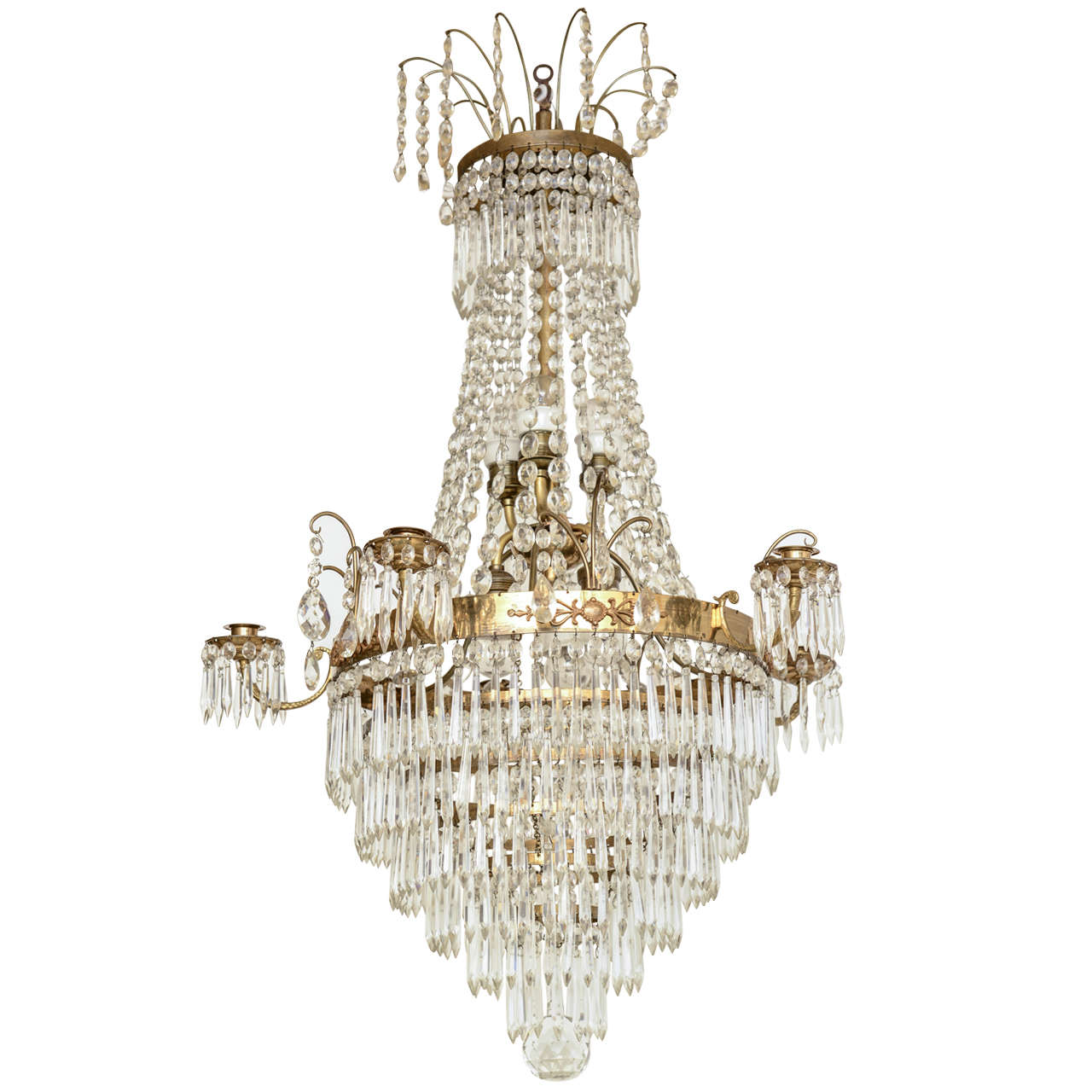 Antique Swedish Crystal Chandelier  Mid 19th Century For Sale