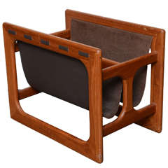 Mid Century Danish Teak and Leather Magazine Rack Mid Century Danish Teak and Leather Magazine Rack