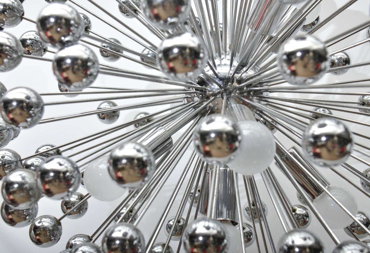 Chrome Atomic Sputnik Chandelier In Excellent Condition In Water Mill, NY