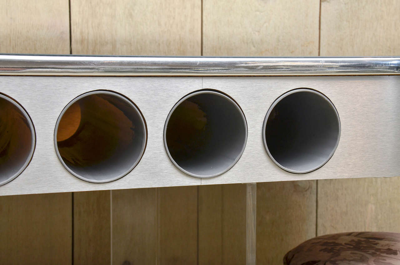 Beautiful Vintage Oval Lucite Bar with Two Bar Stools In Excellent Condition In Water Mill, NY