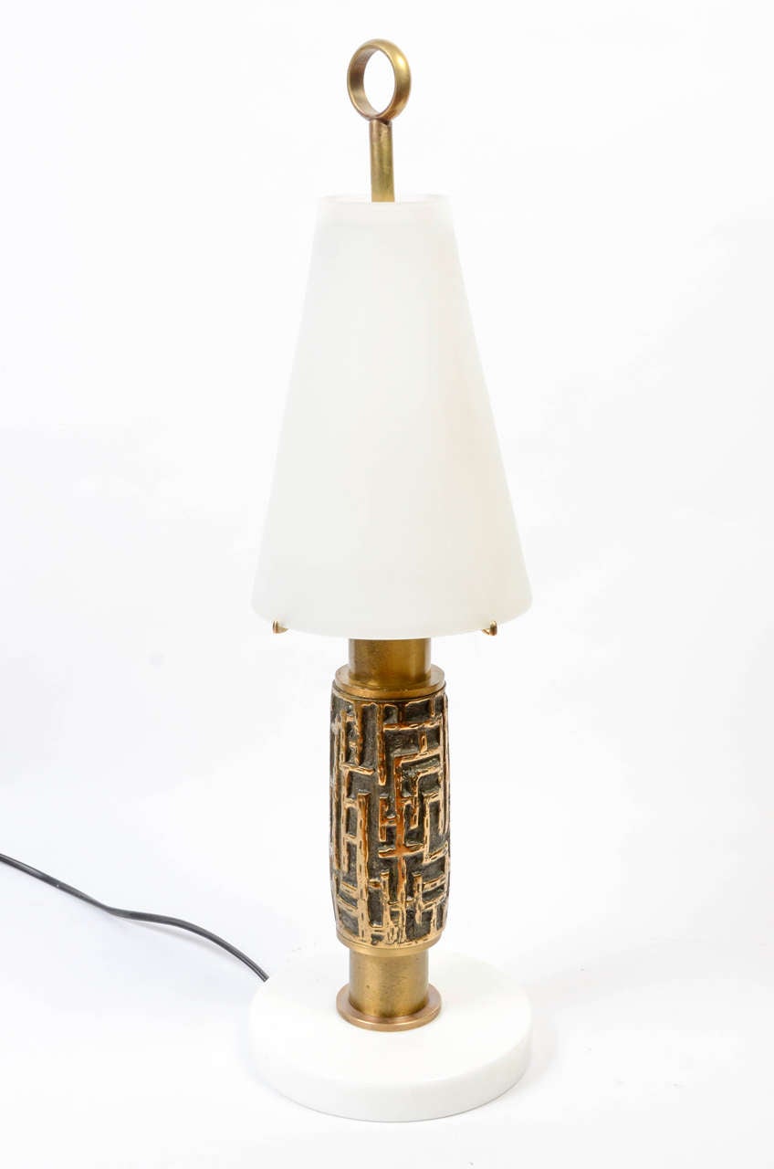 Pair of Luciano Frigerio Bronze Lamps