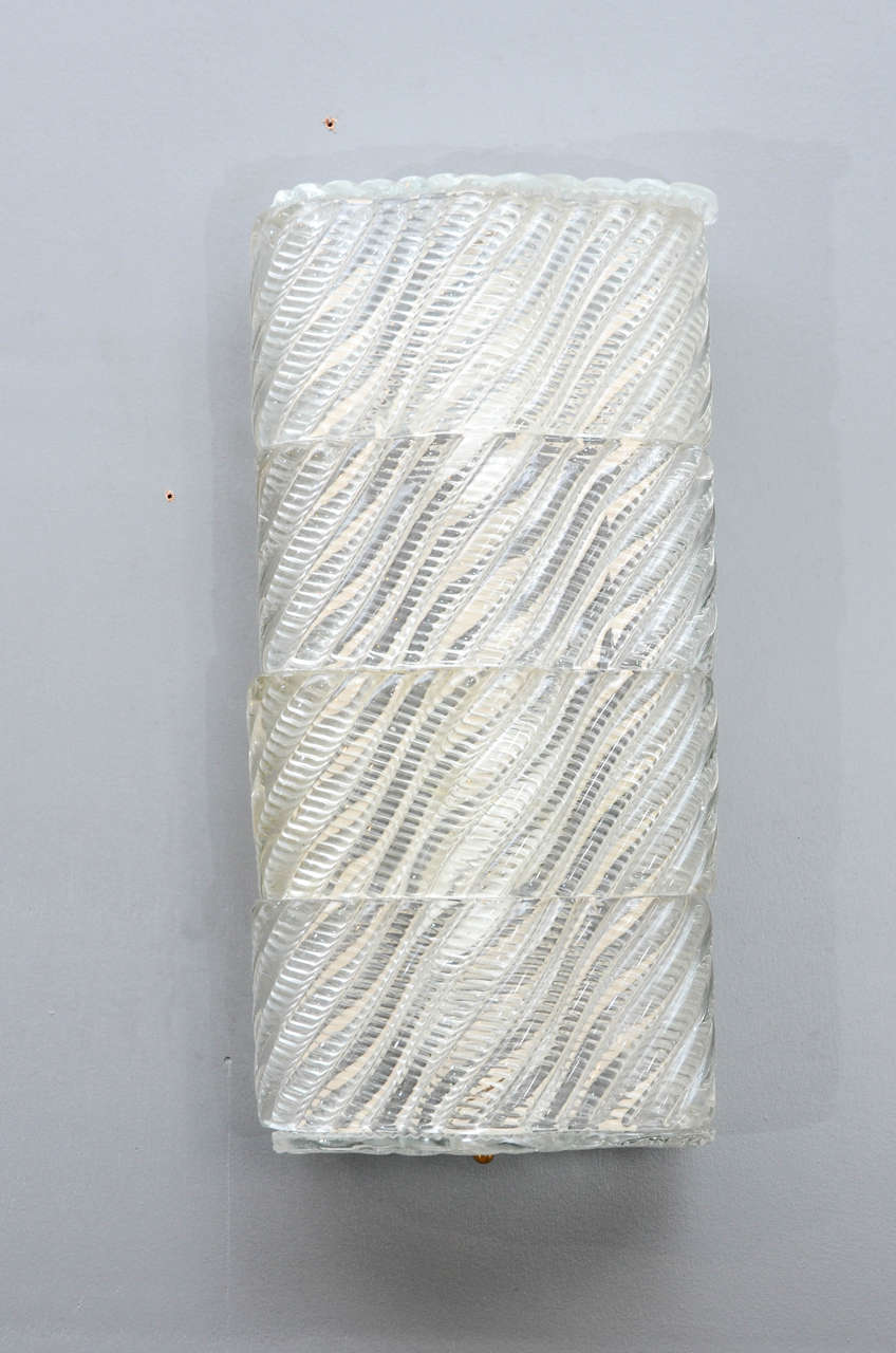 Pair of Wavy Murano Glass Wall Sconces