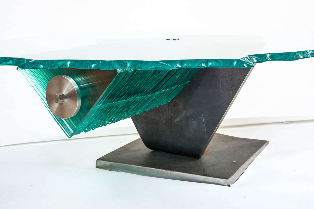 20th Century Danny Lane coffee table, steel and glass, England circa 1980