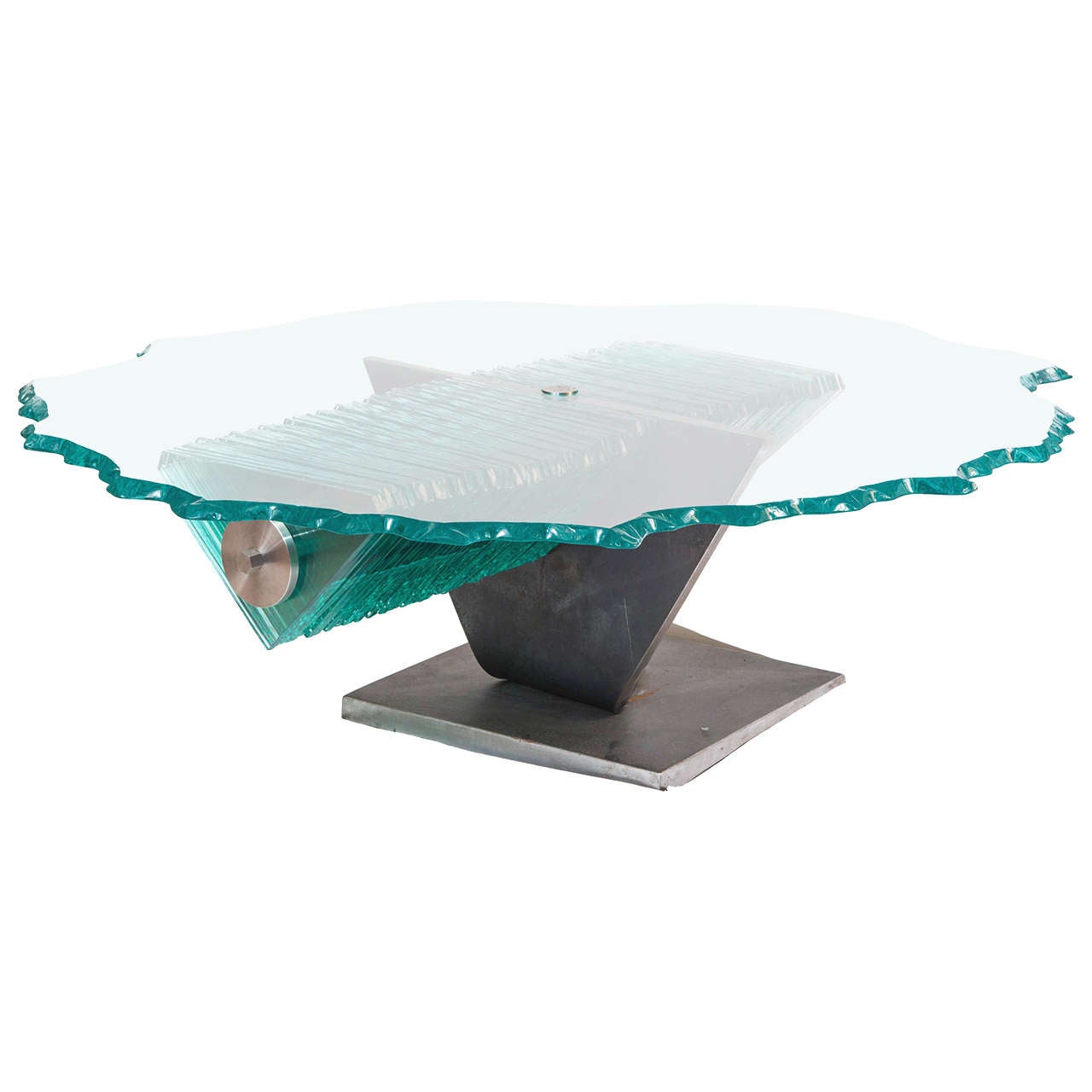 Danny Lane coffee table, steel and glass, England circa 1980