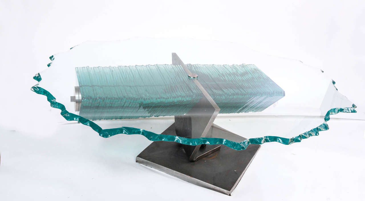 Danny Lane coffee table, steel and glass, England circa 1980 at 1stDibs