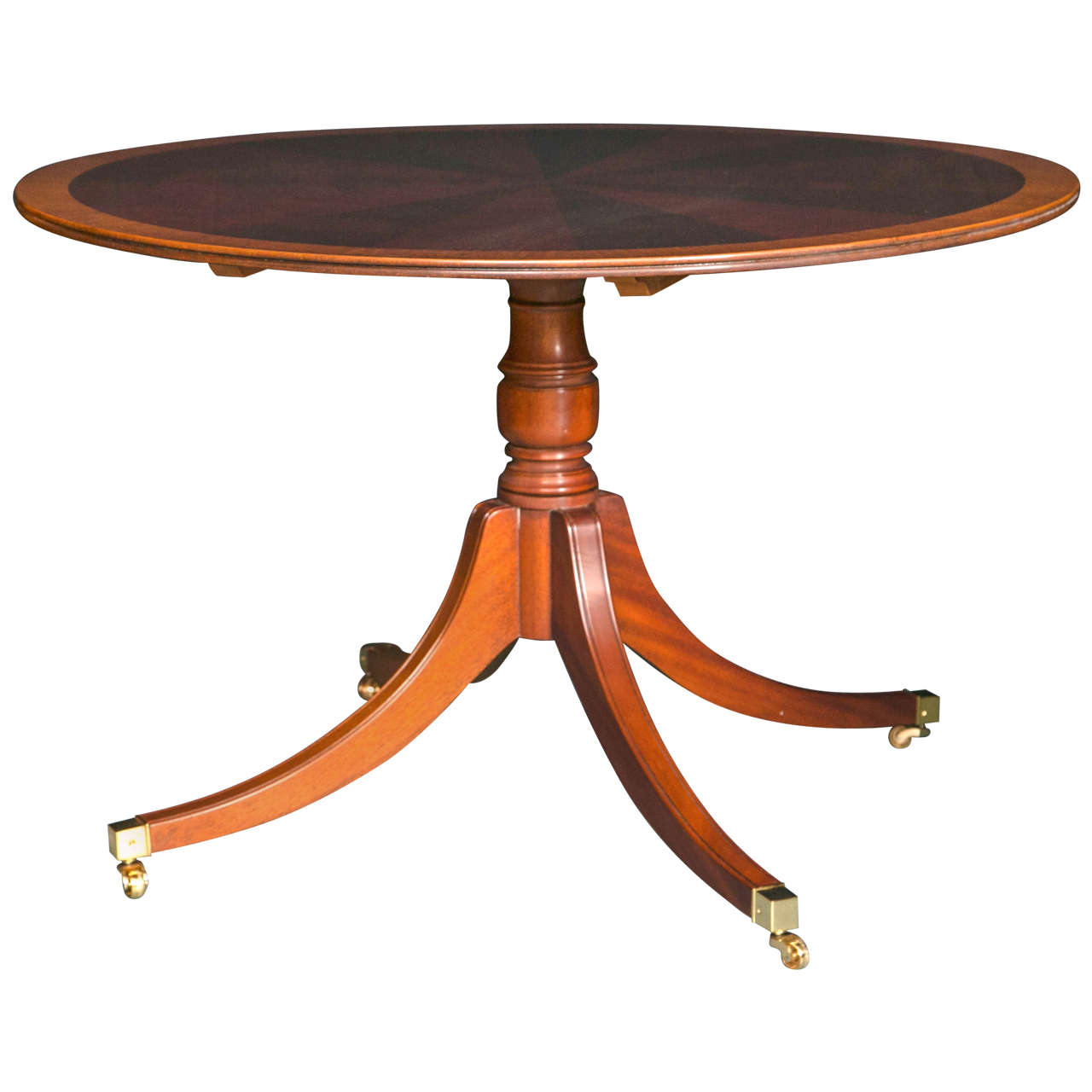 Custom, English Mahogany 48" Round Starburst Dining Table