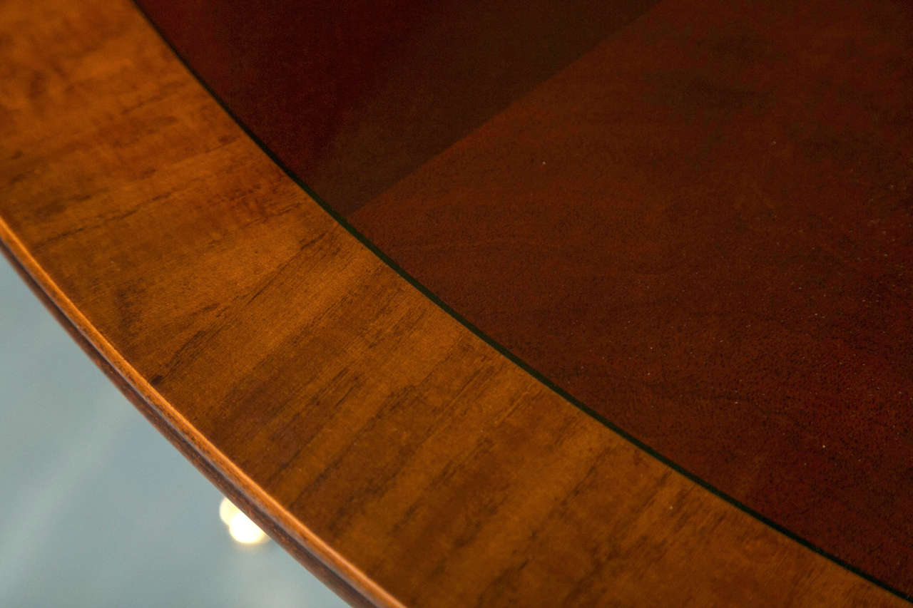 Custom, English Mahogany 48" Round Starburst Dining Table For Sale at