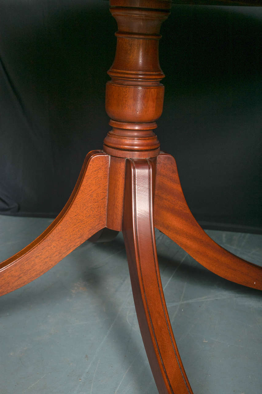 Custom, English Mahogany 48" Round Starburst Dining Table For Sale at