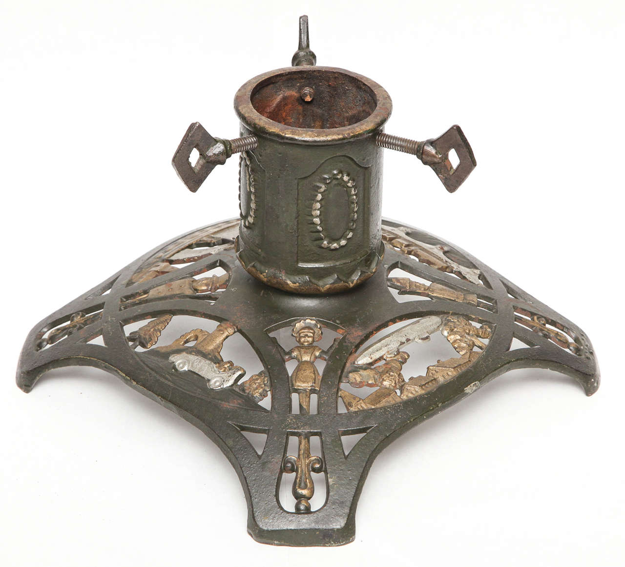 Rare Cast Iron Zeppelin Christmas Tree Stand, German, circa 1920s