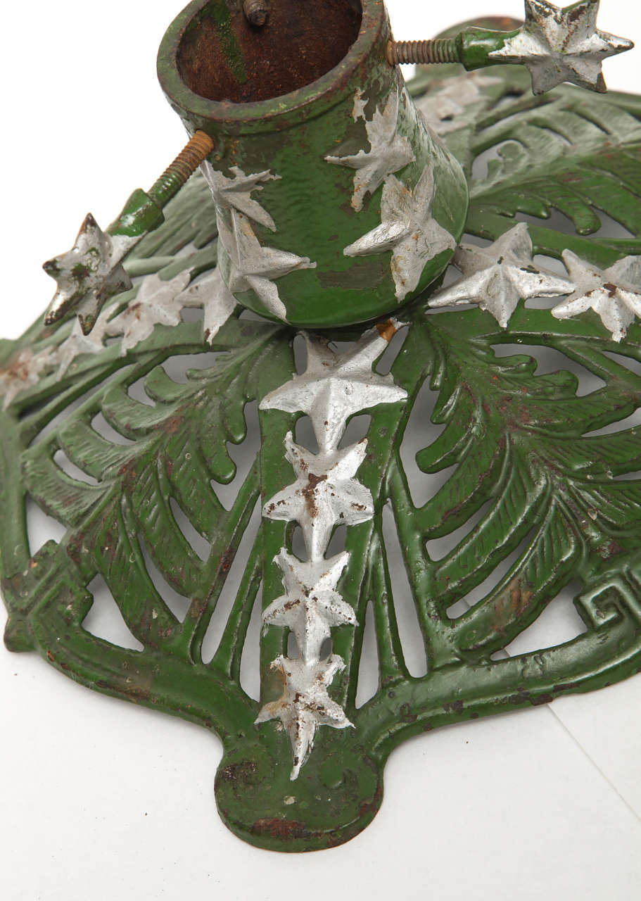 Early 20th Century Christmas Tree Stand in Cast Iron with Original Paint, German, circa 1920s