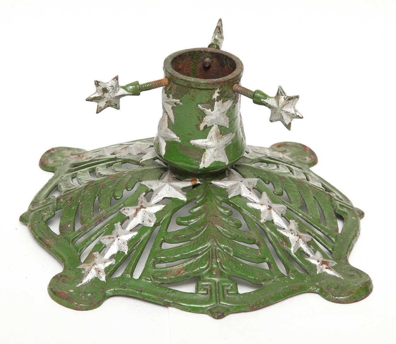 Christmas Tree Stand in Cast Iron with Original Paint, German, circa