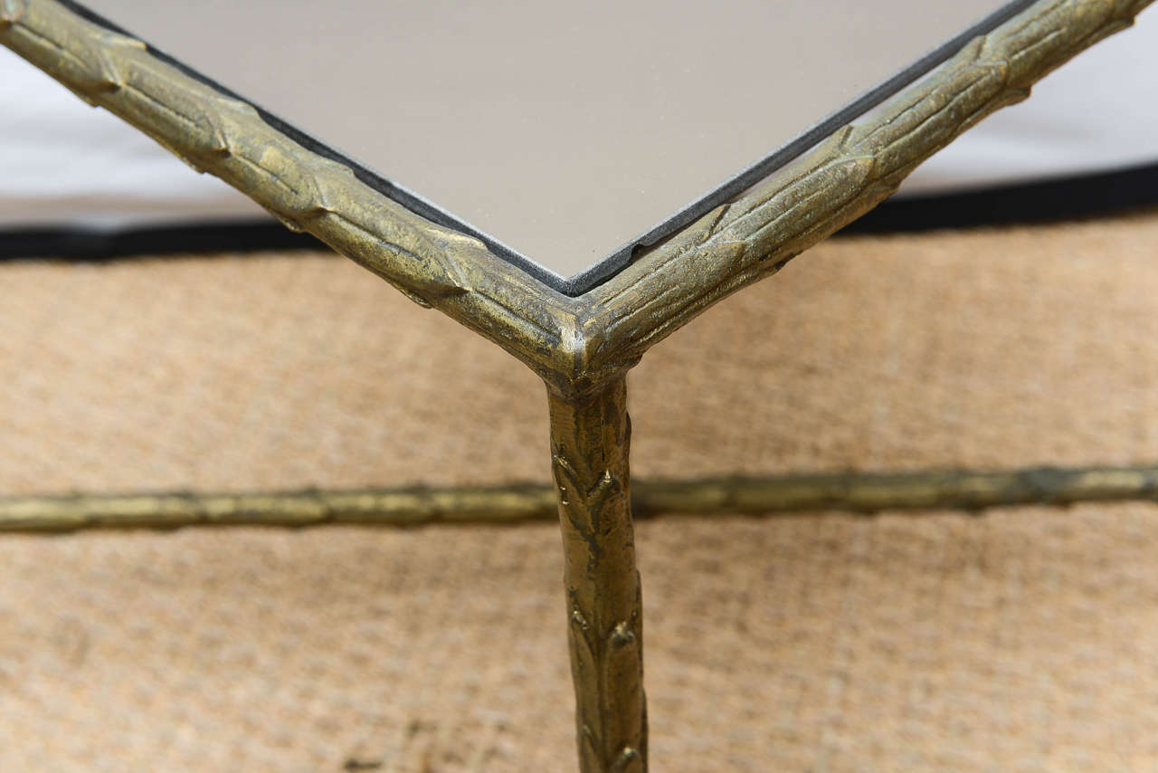 Pair of Bagues Style Bronze & Bronze Mirrored Mid Century Modern Side Tables 3