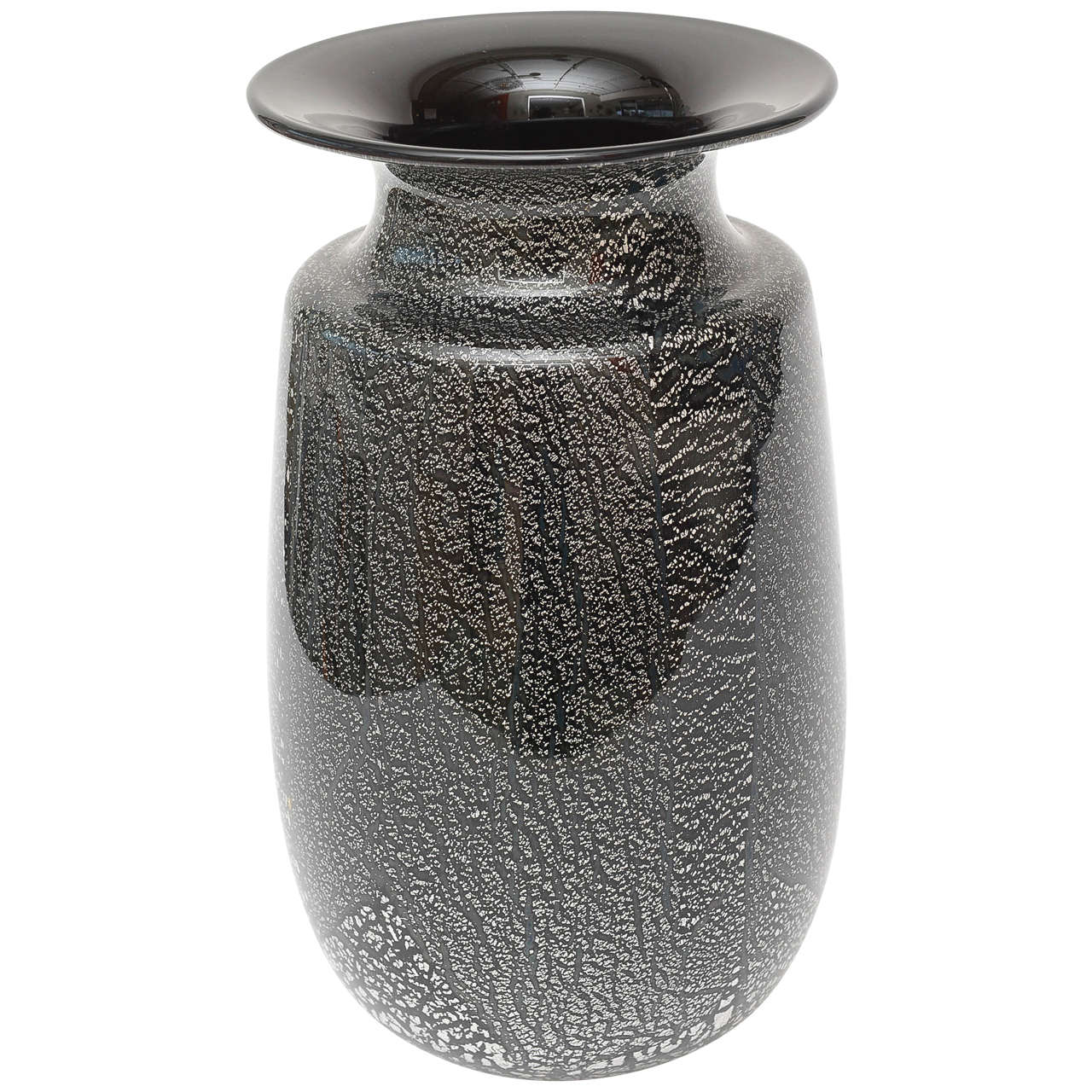 Italian Murano, Seguso Black Amethyst Glass with Silver Aventurine at