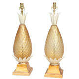 Pair of Murano Glass Pineapple Lamps