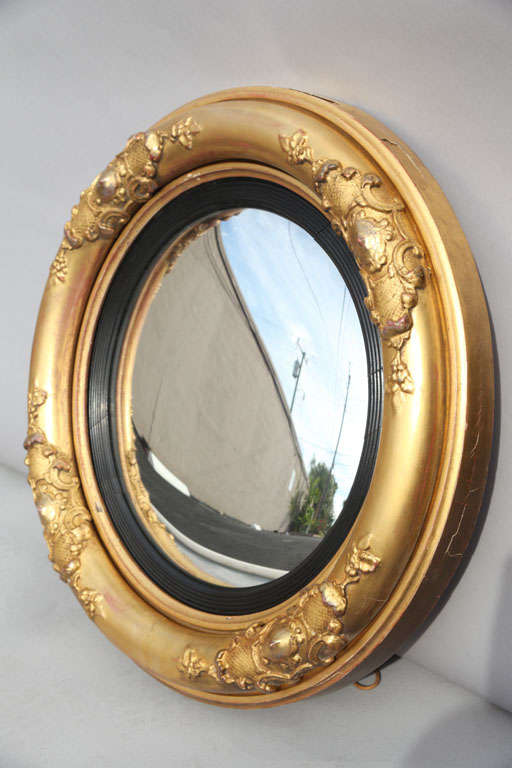English Period William IV Giltwood Convex Mirror For Sale