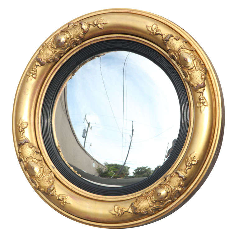 Period William IV Giltwood Convex Mirror For Sale