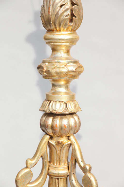 19th Century Large Pair of 19c. Silvergilt Pricket Torchieres