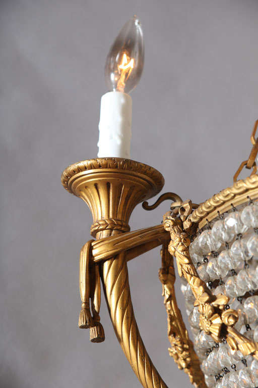 XIXe siècle Lustre Empire en bronze et cristal en vente