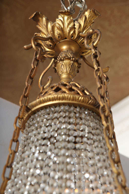 Fine Bronze and Crystal Period Empire Chandelier For Sale 2