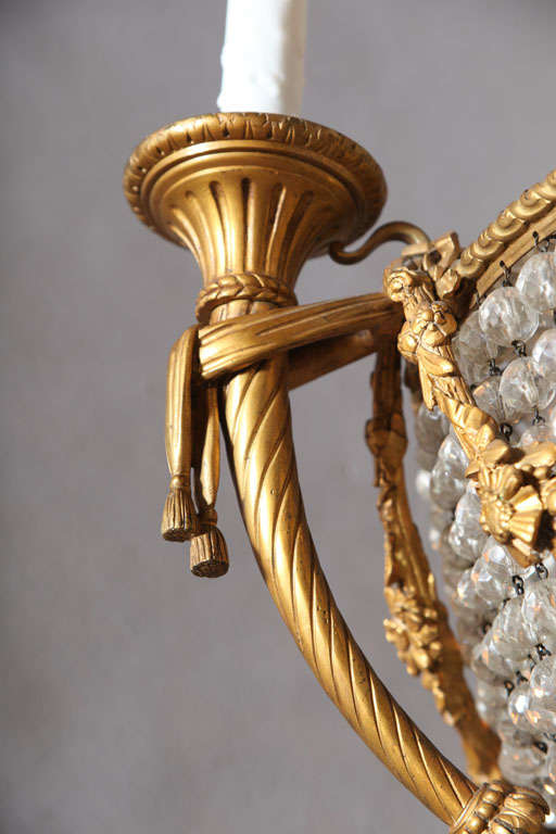 Fine Bronze and Crystal Period Empire Chandelier For Sale 4