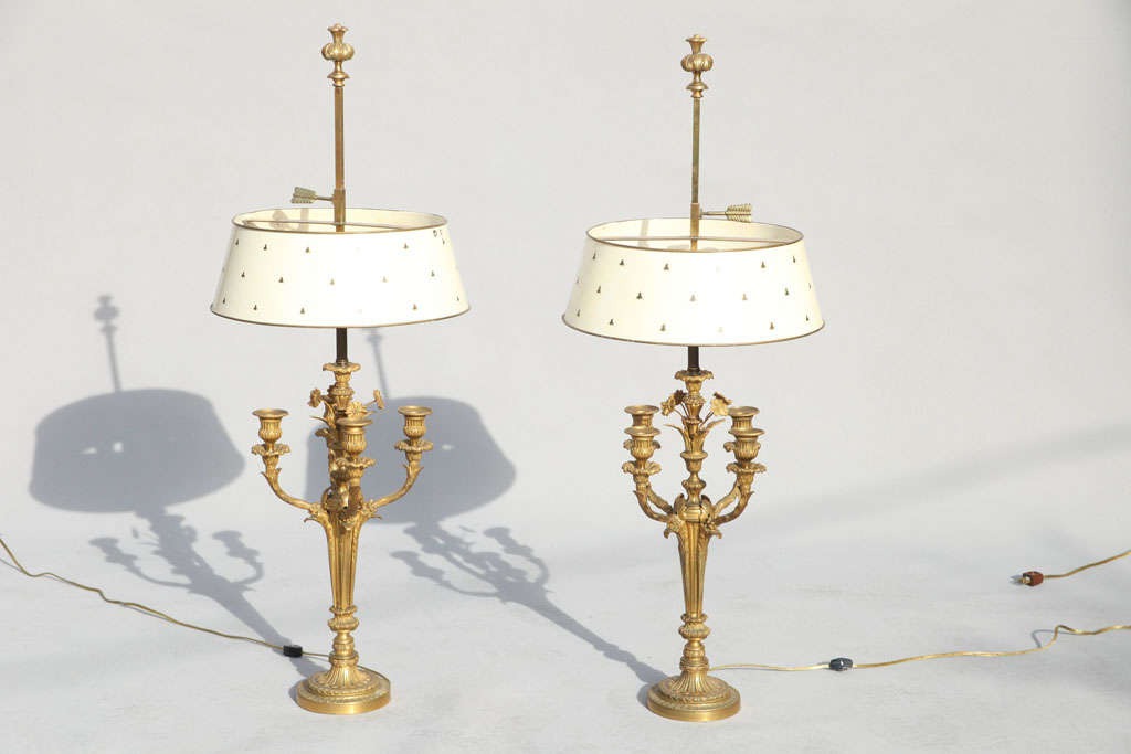 Pair of Bronze Candelabra Lamps