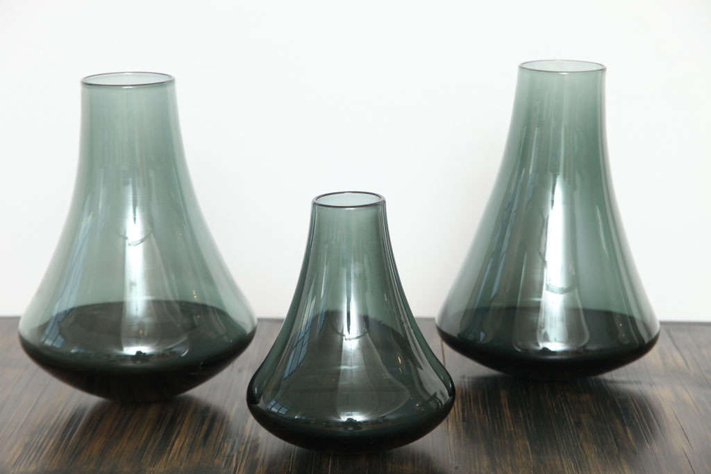 handblown glass vessels inspired by Ethipoian ebony milk bottles