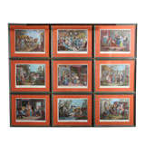 A Set of Nine 18th Century French Hand Colored Prints