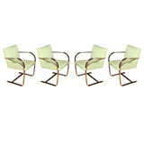 A Set of Four Bruno Chrome ands Upholstered Arm Chairs