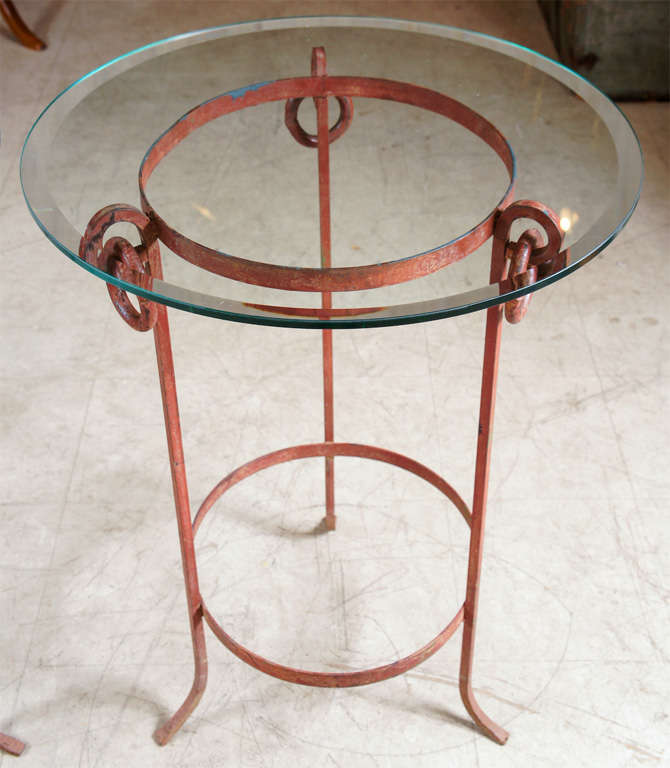 Neoclassical Pair of Wrought Iron End Tables
